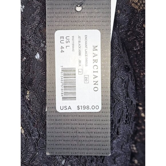 NWT Marciano Women's Black Nylon Enchant Lace Long Sleeve Dress Size Large 1750 - Picture 13 of 15